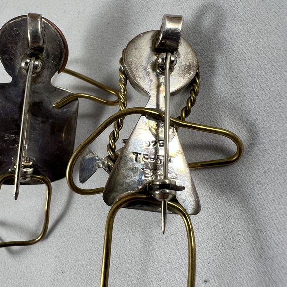 Sterling Silver 925 Brooches Silver Wire Art Figural Wearable Vintage Folk Art - Picture 3 of 4
